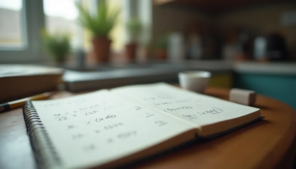 Cuaderno con ejercicios manuscritos sobre descomposición decimal y factores primos.