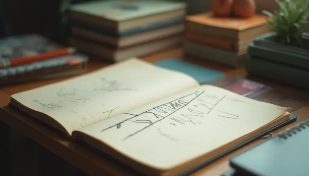 Cuaderno con una línea del tiempo de las edades de la historia sobre un escritorio