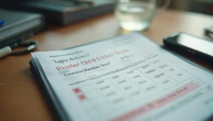 Informe de hemograma sobre un escritorio junto a un cuaderno y un bolígrafo