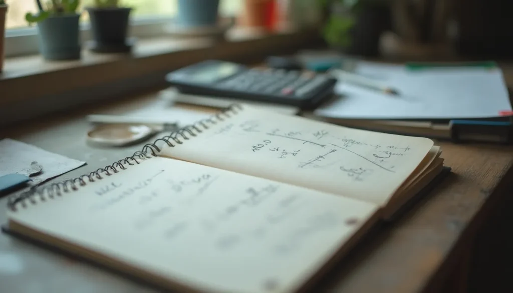 Cuaderno con apuntes y dibujos de la recta real sobre una mesa de estudio